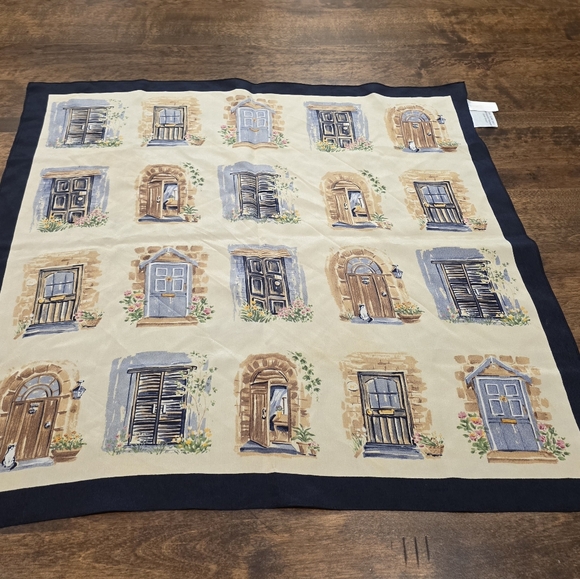 Talbots Beige and Black Multi Doorframes Print Square Scarf - Picture 3 of 6